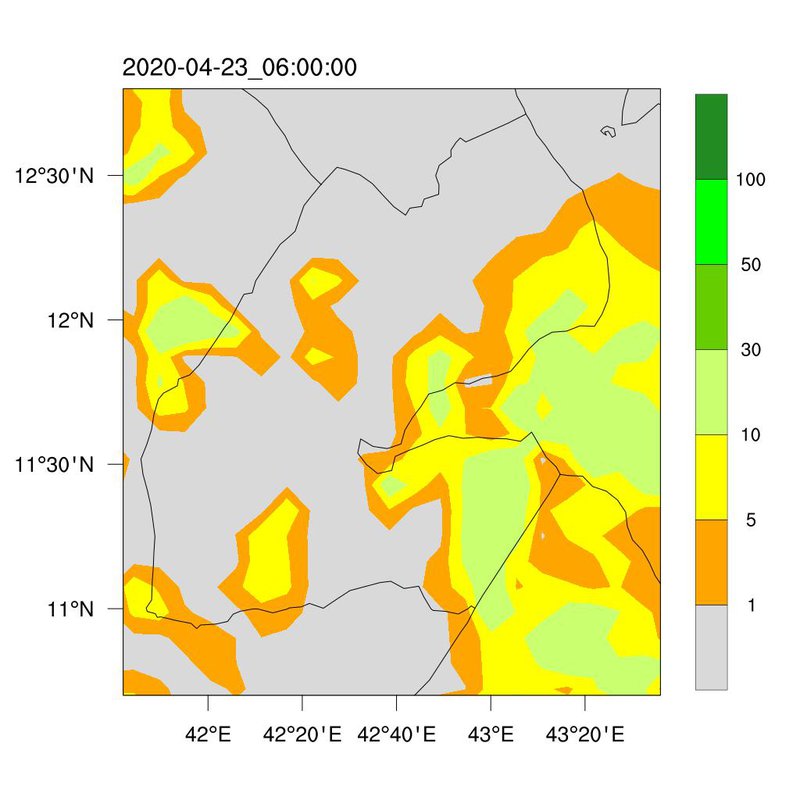 Djibouti Rainfall forecast April 23rd