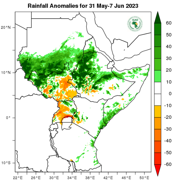 Rainfall forecast (anomalies)