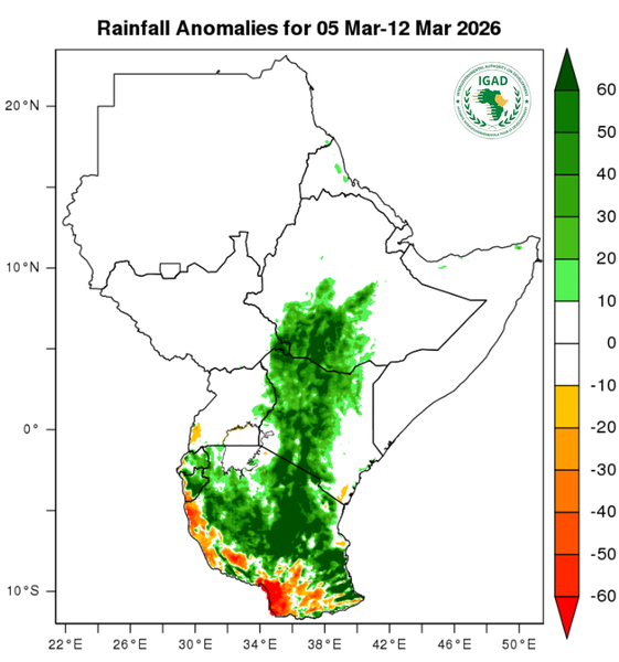 Rainfall forecast (anomalies)