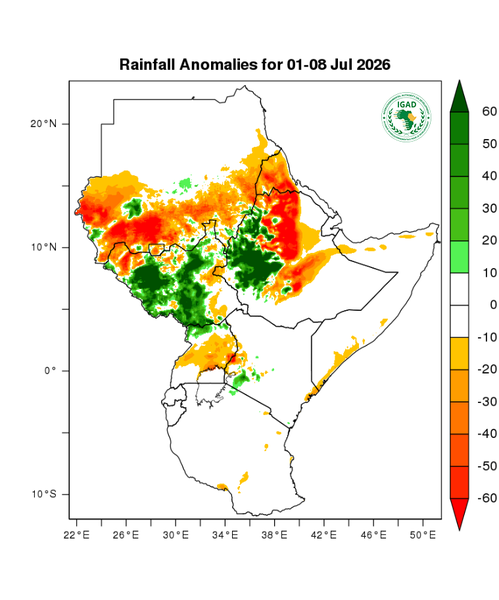 Rainfall forecast (anomalies)