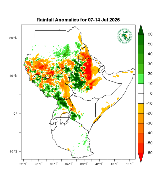 Rainfall forecast (anomalies)