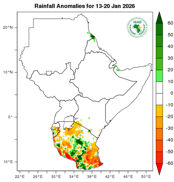 Rainfall forecast (anomalies)