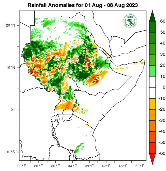 Rainfall forecast (anomalies)