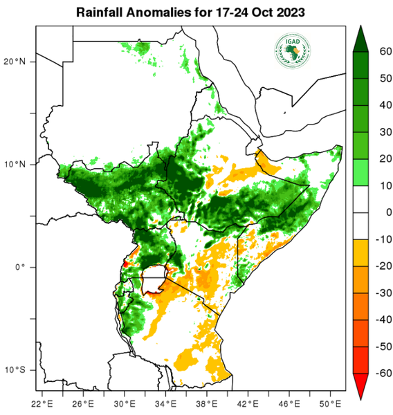 Rainfall forecast (anomalies)