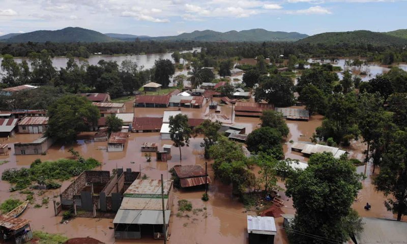 A submerged village in Siaya County, Kenya, after weeks of heavy rain. Photograph: Xinhua/Rex/Shutterstock