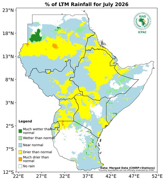 Recent rainfall anomalies