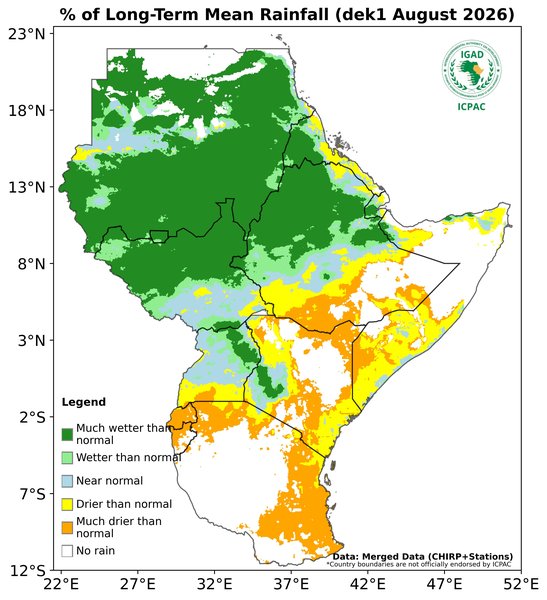 Recent rainfall anomalies