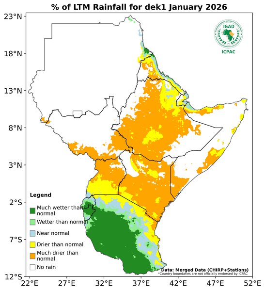 Recent rainfall anomalies