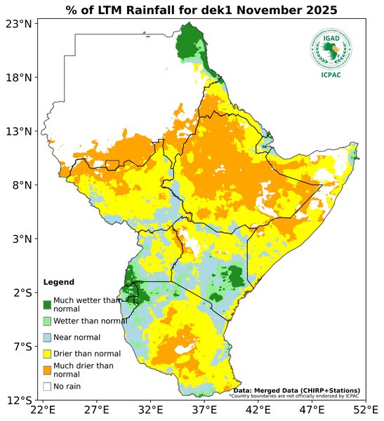 Recent rainfall anomalies