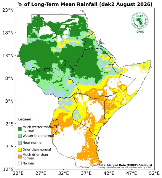 Recent rainfall anomalies