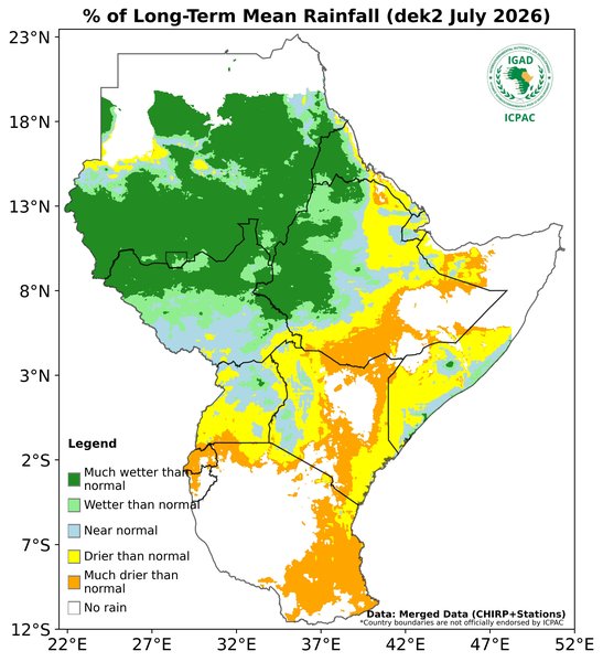 Recent rainfall anomalies