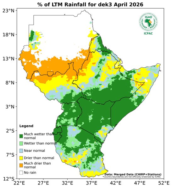 Recent rainfall anomalies