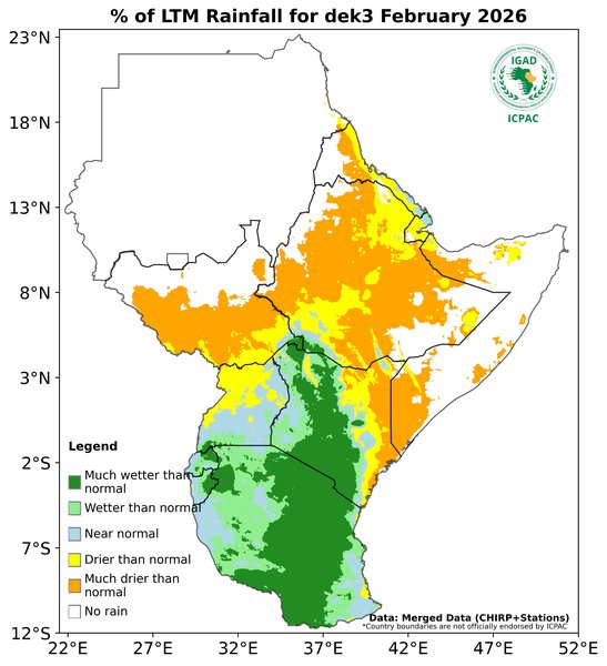 Recent rainfall anomalies