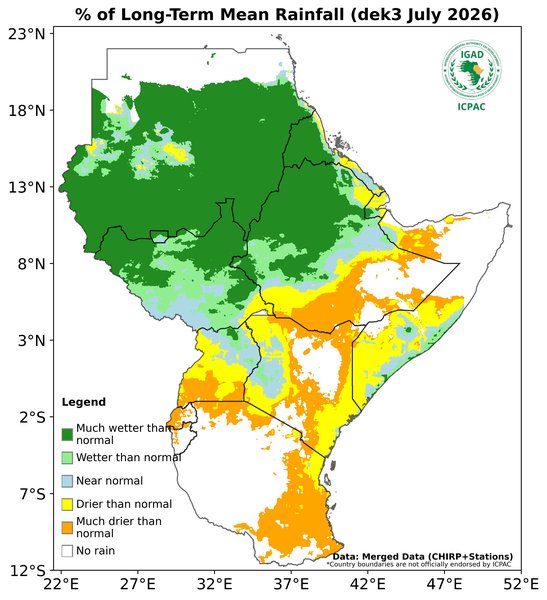 Recent rainfall anomalies