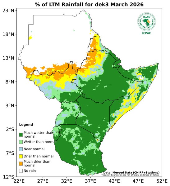 Recent rainfall anomalies