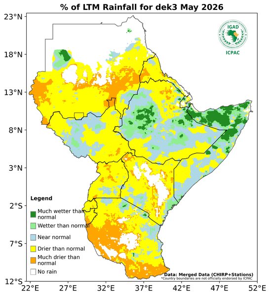 Recent rainfall anomalies