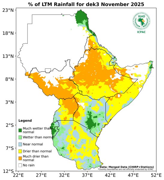 Recent rainfall anomalies