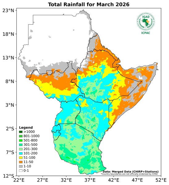 Recent rainfall totals
