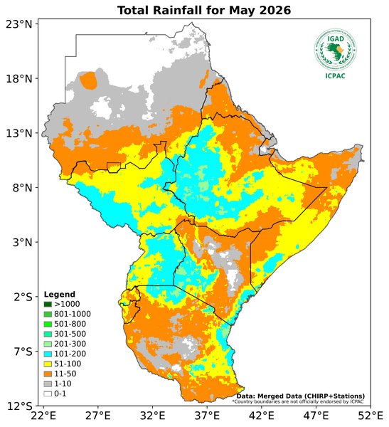 Recent rainfall totals