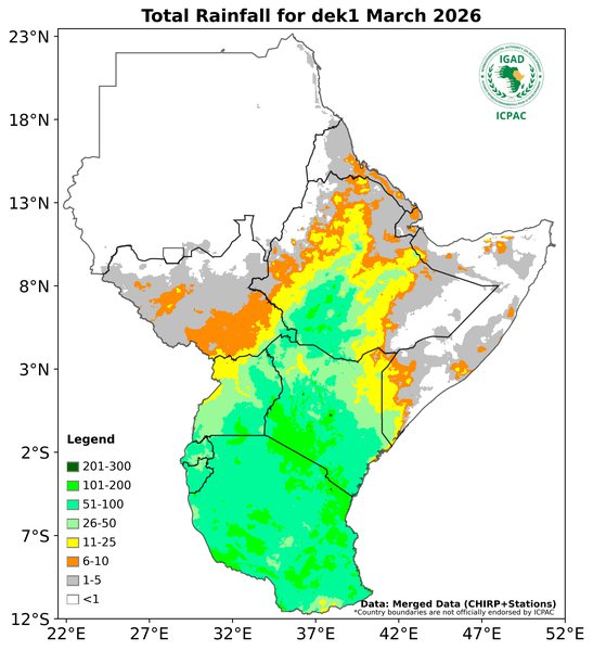 Recent rainfall totals