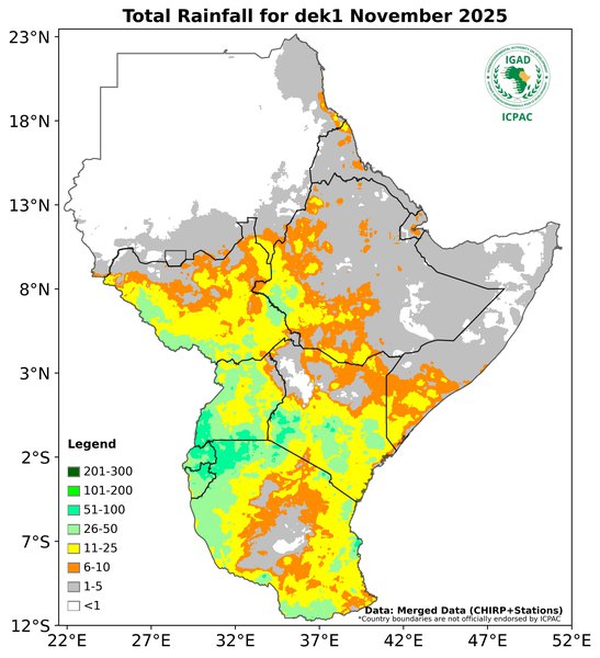 Recent rainfall totals