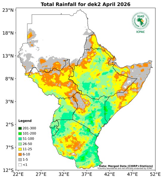 Recent rainfall totals