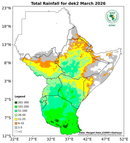 Recent rainfall totals