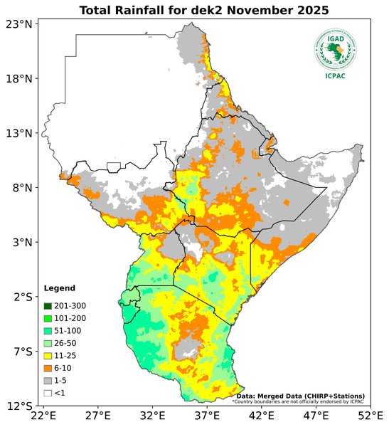 Recent rainfall totals