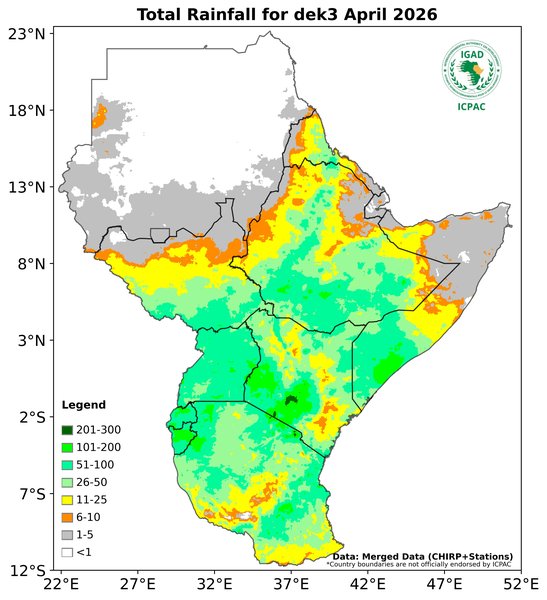 Recent rainfall totals