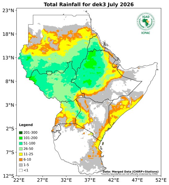 Recent rainfall totals