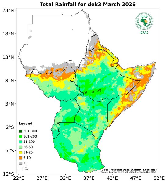 Recent rainfall totals