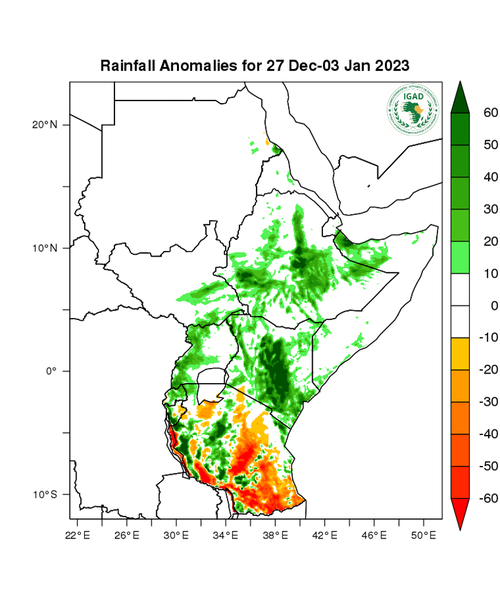 Rainfall forecast (anomalies)